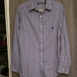 Chaps, men's  long sleeve blue plaid shirt…